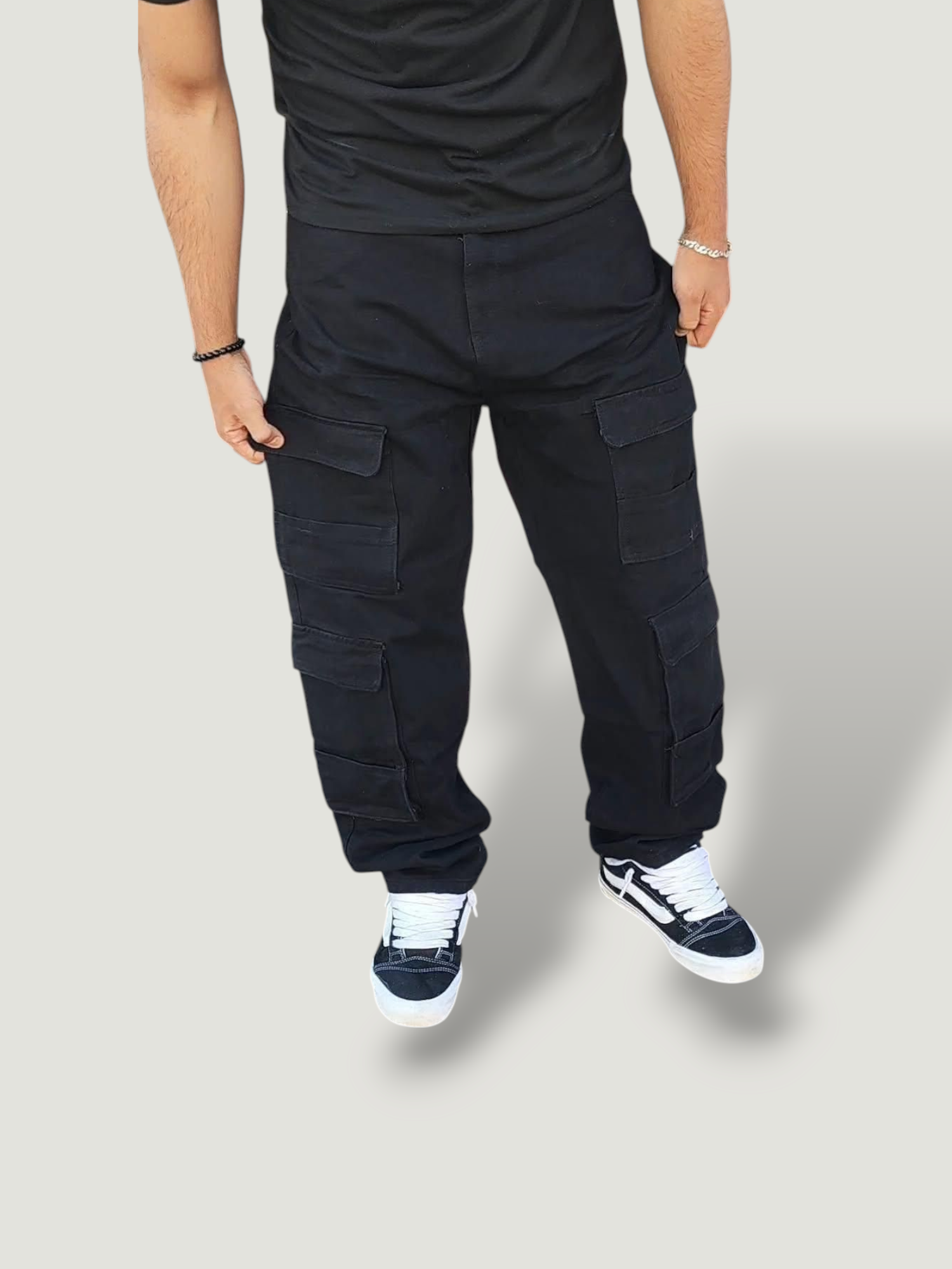 Jeans Doble Cargo Negro