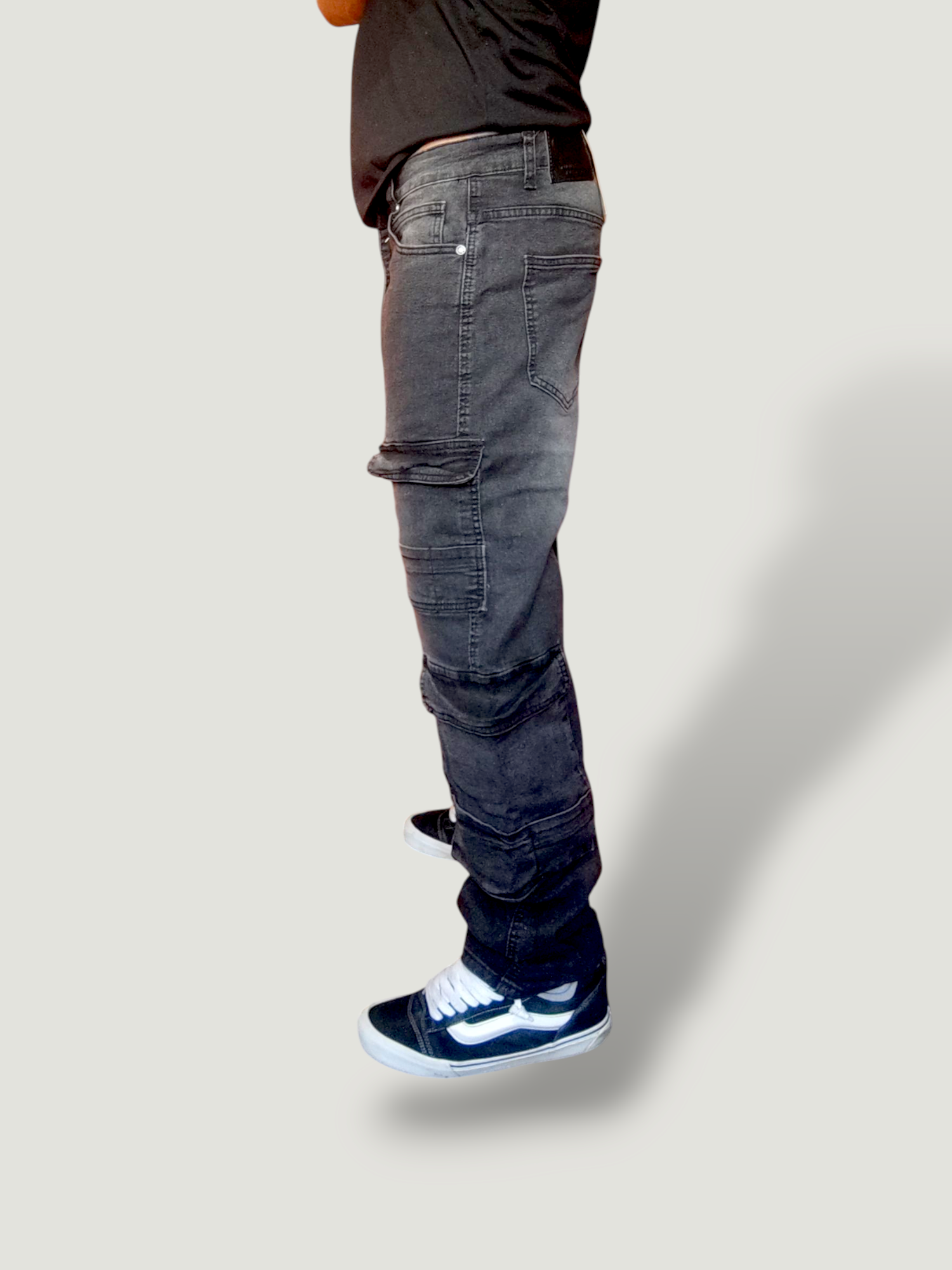 Jeans doble cargo desgaste
