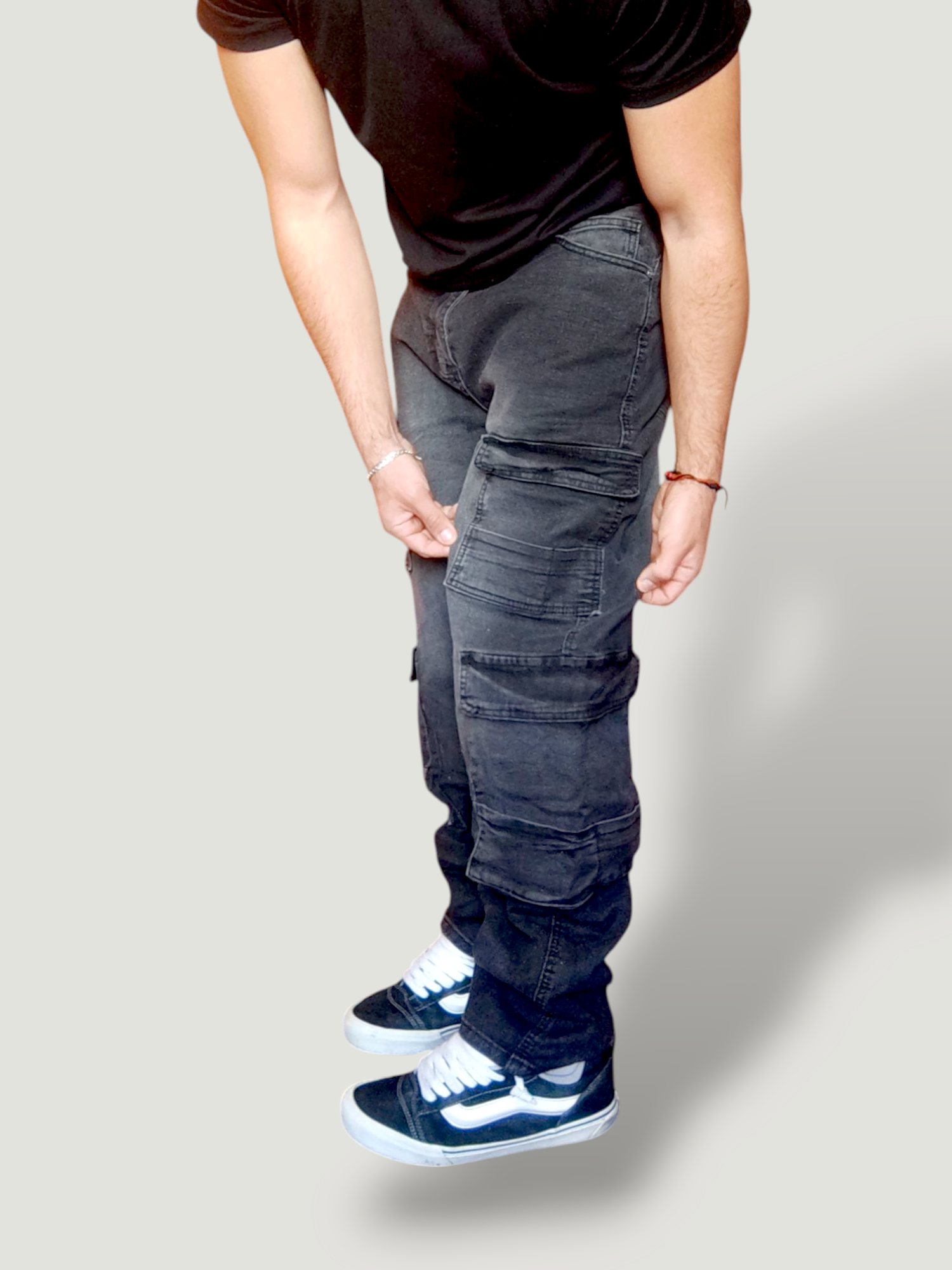 Jeans doble cargo desgaste