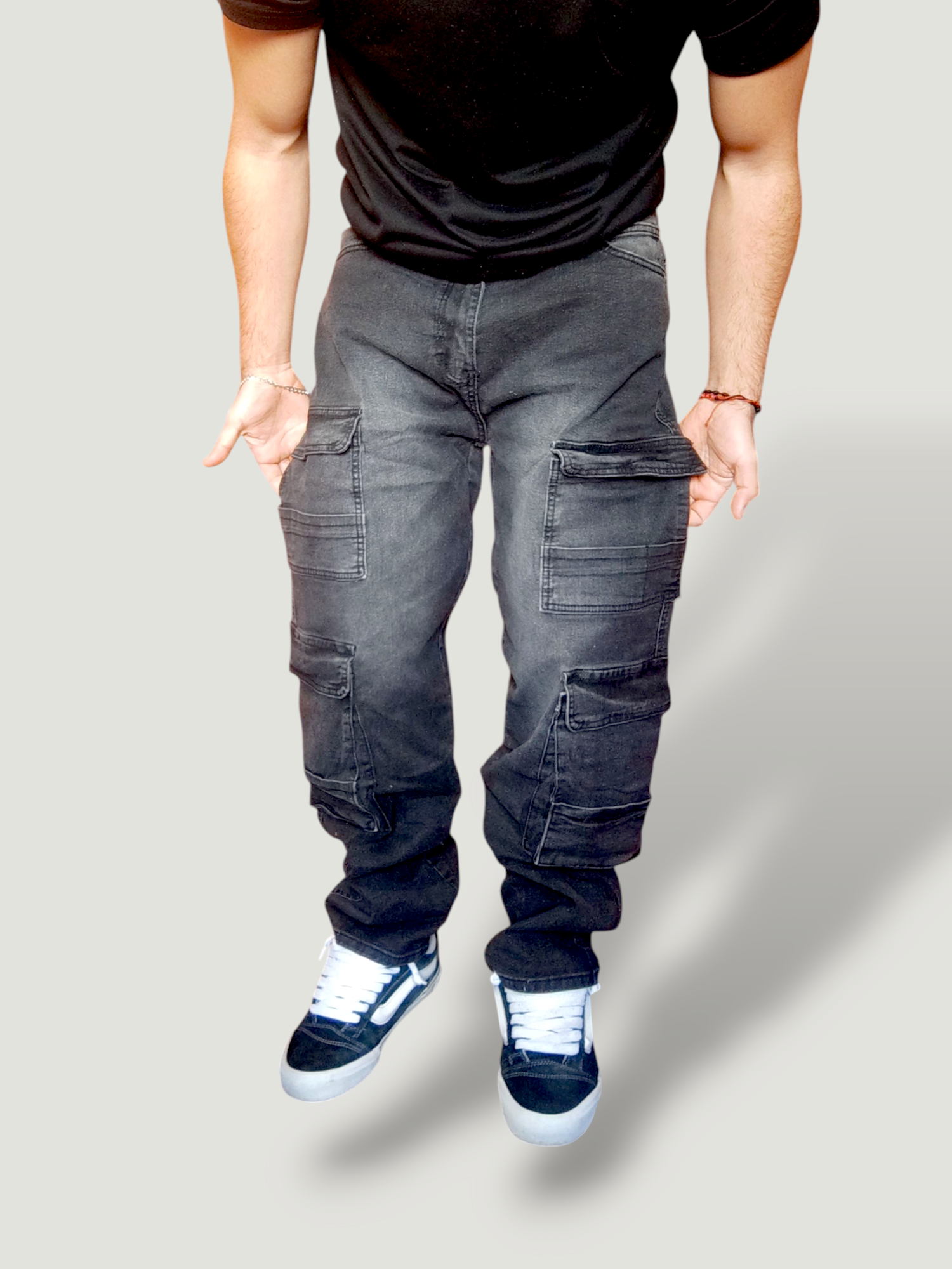 Jeans doble cargo desgaste