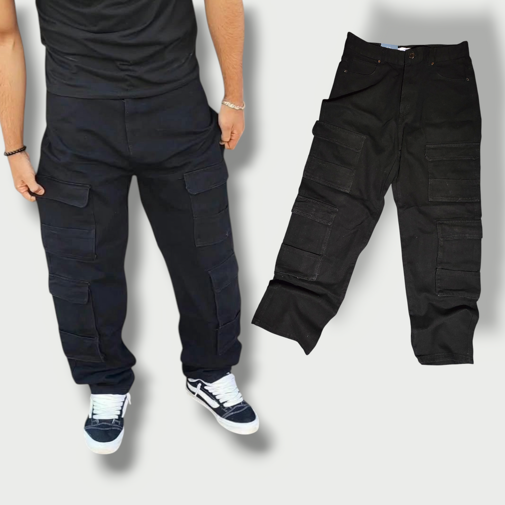 Jeans Doble Cargo Negro