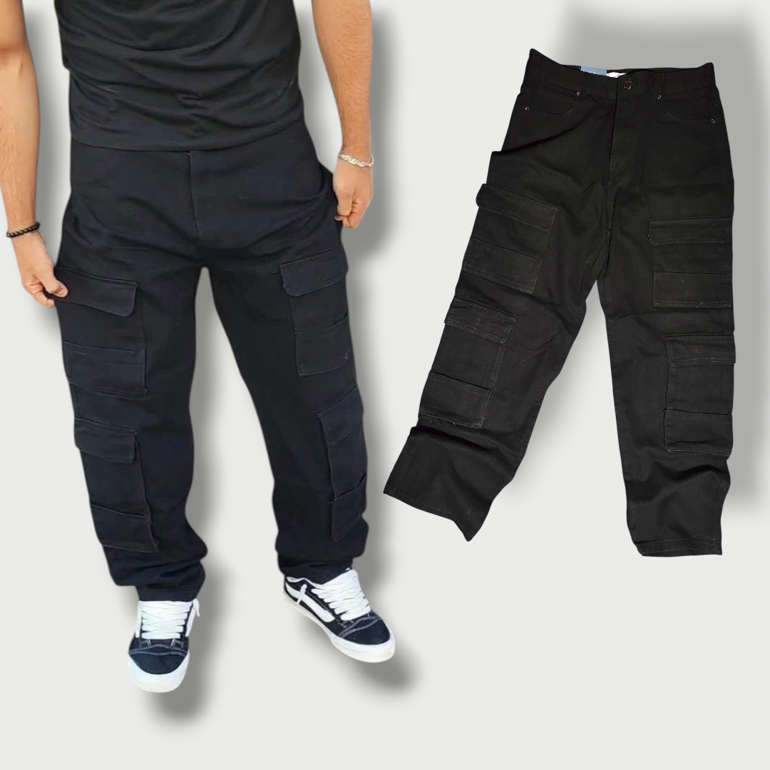 Jeans Doble Cargo Negro