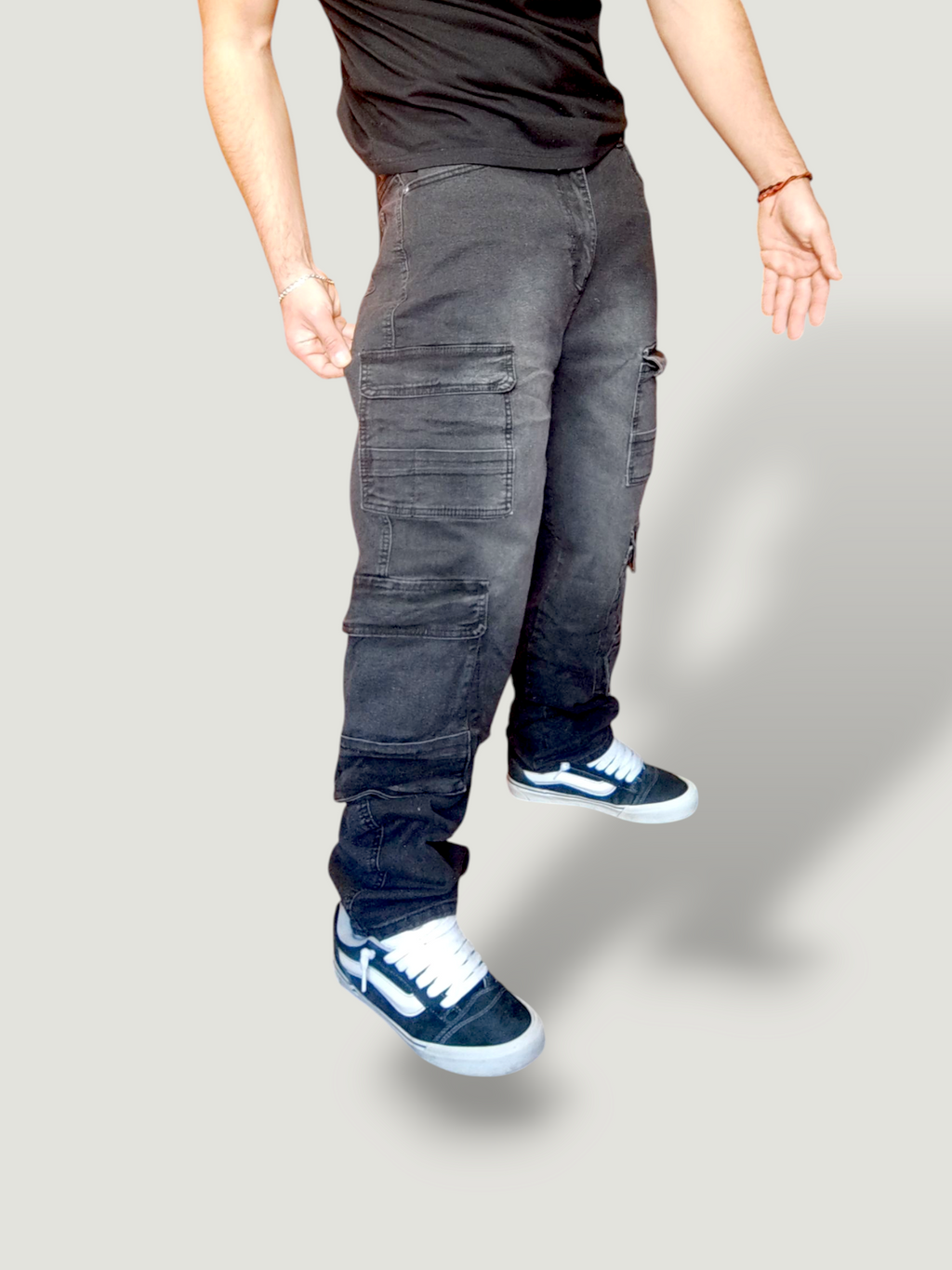 Jeans doble cargo desgaste