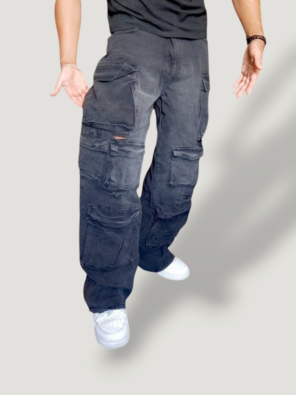 Jeans Multicargo Gris oscuro