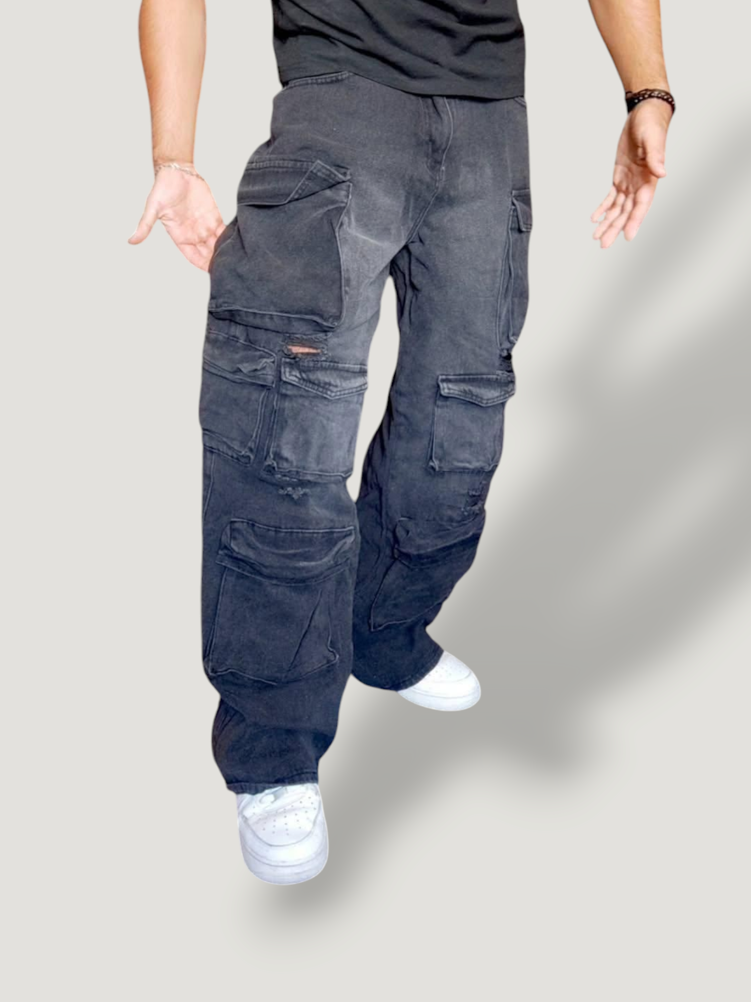 Jeans Multicargo Gris oscuro